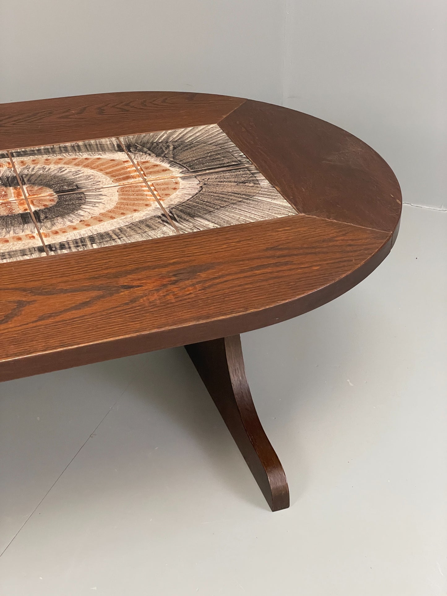 Vintage Coffee Table Tile Topped Oak Retro 1970s Poulsen Style Tiles EB10881
