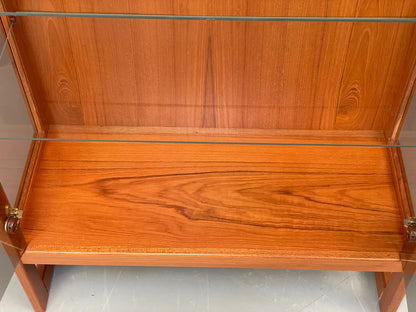 Vintage 1960s Shelving Unit Glazed Solid Teak Turnidge Of London EB12207