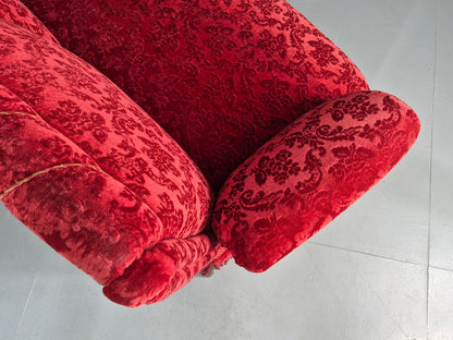 Vintage Antique 2 Seat Sofa Danish Red Moquette Tassels 1920s  EB12746