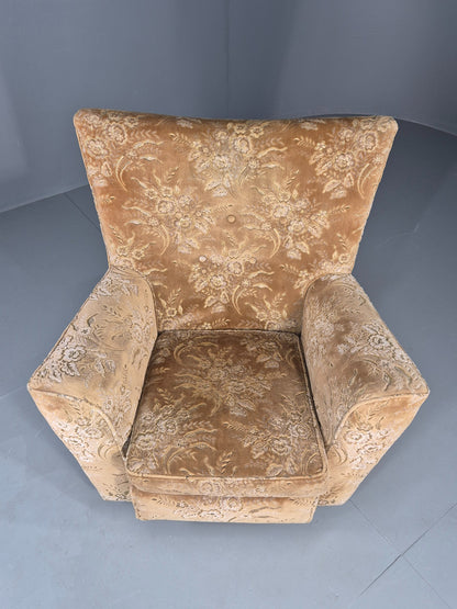 Vintage Lounge Chair 1960s Retro Minty floral wingback EB11846