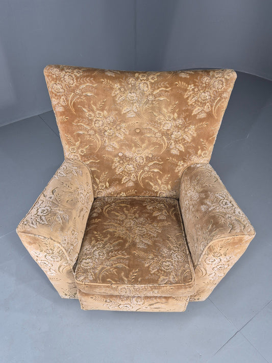 Vintage Lounge Chair 1960s Retro Minty floral wingback EB11846