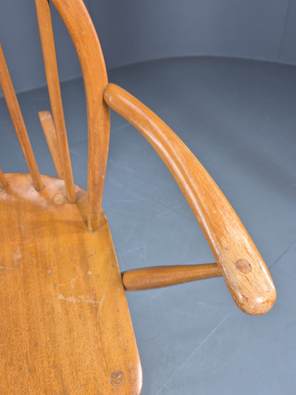 Vintage Ercol Rocker Blonde Wood Blue Badge 1960s Retro EB12308
