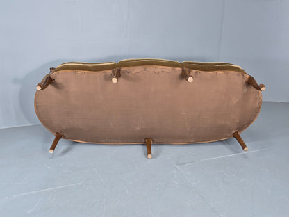 Vintage Danish 1950s 3 Seat Sofa with French Rococo Stylings Retro EB12767