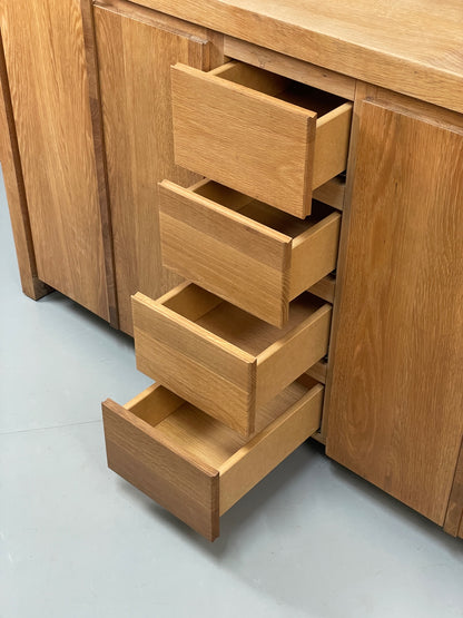 Contemporary Oak Sideboard Solid Doors Drawers Bi-fold Golden EB12287
