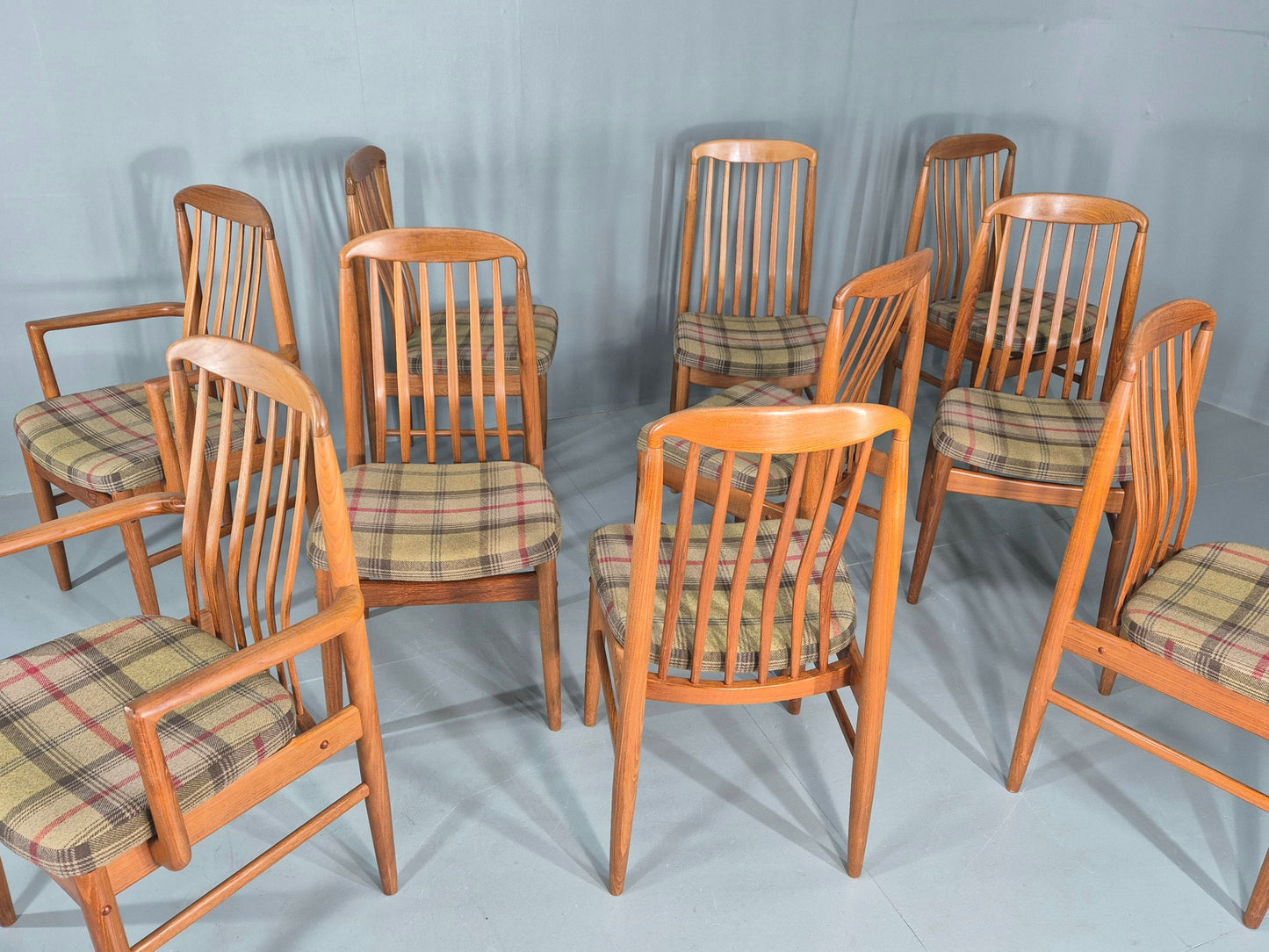 10 Vintage Mid Century Dining Chairs Teak Frame Benny Linden Design 70s EB12165