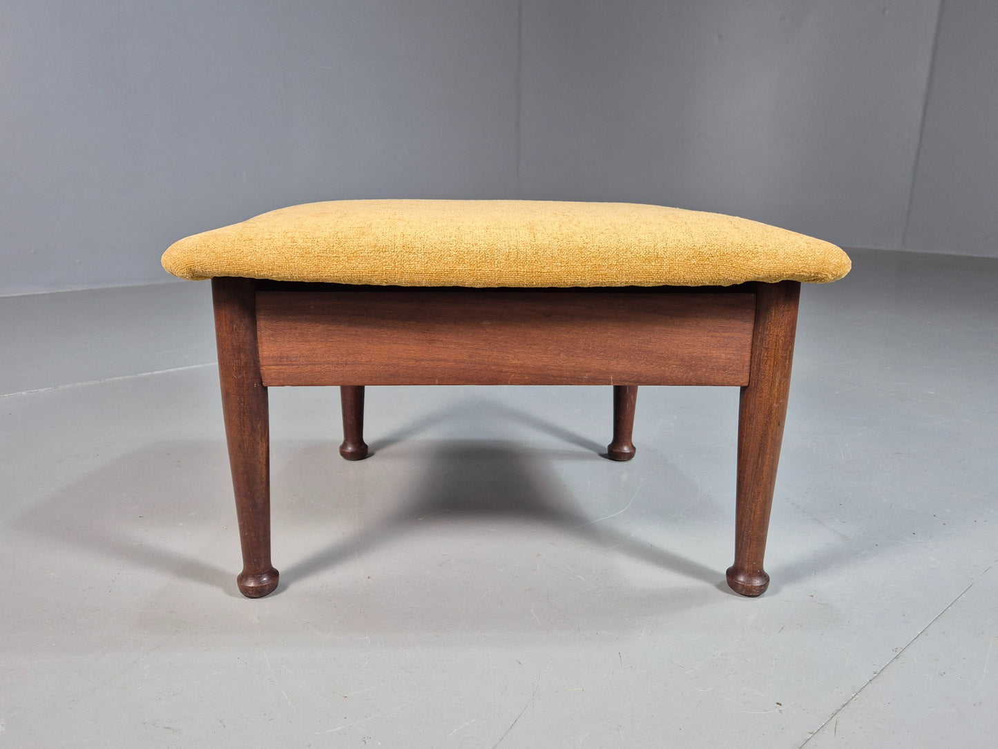 Vintage Mid Century Footstool Teak Guy Rogers 1960s Retro Gold EB07909