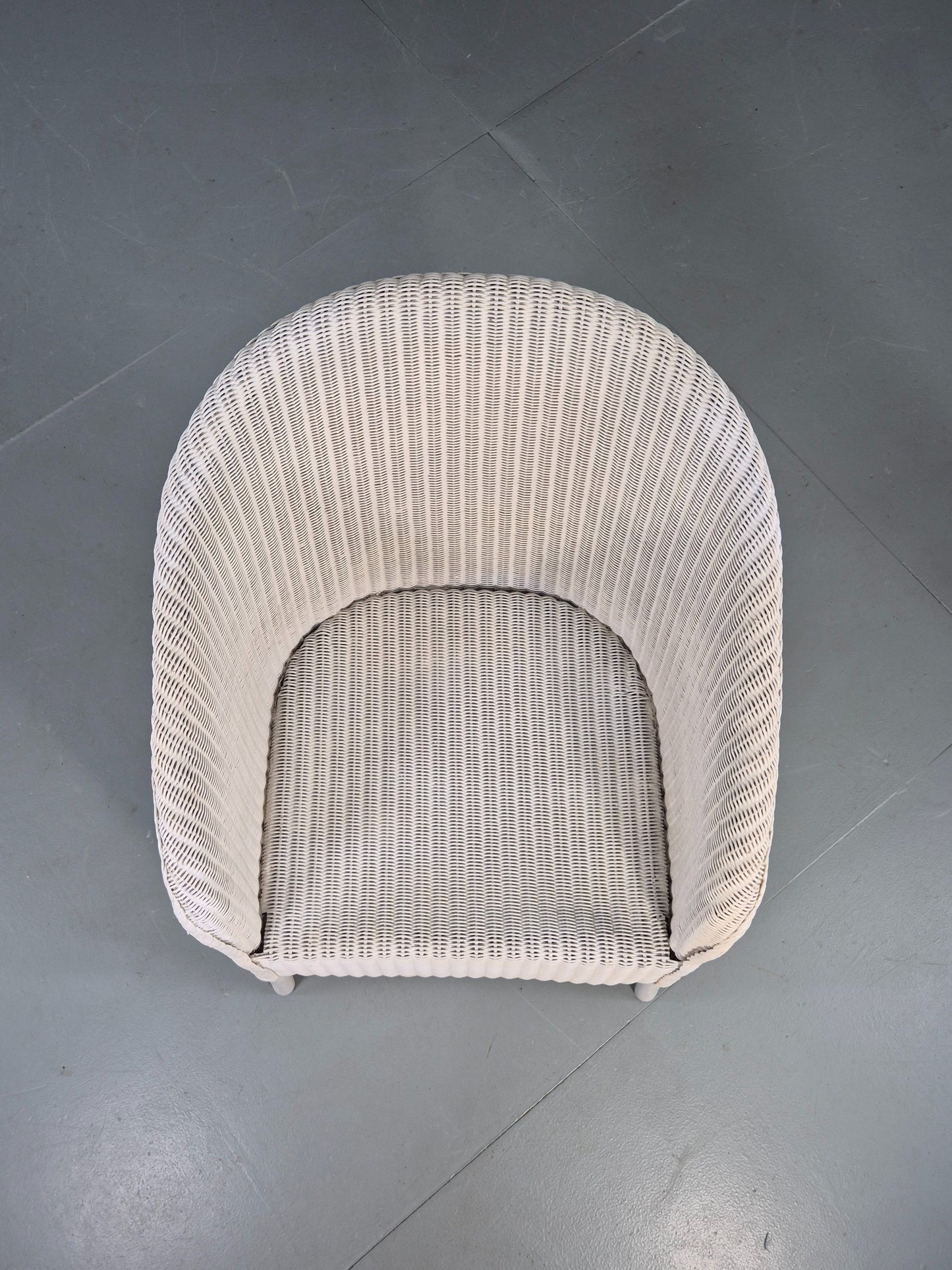 Vintage Lloyd Loom Tub Chair Lusty Brand white Painted 1930s Retro EB12548