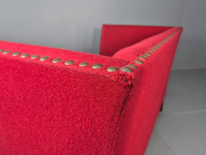 Vintage Danish 2 Seat Sofa Red Stripe Wool 1950s Retro Mid Century EB12735