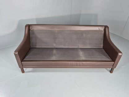 Vintage 1970s Leather Sofa 3 Seat Danish Brown Mid Century Retro EB10519 M3SS