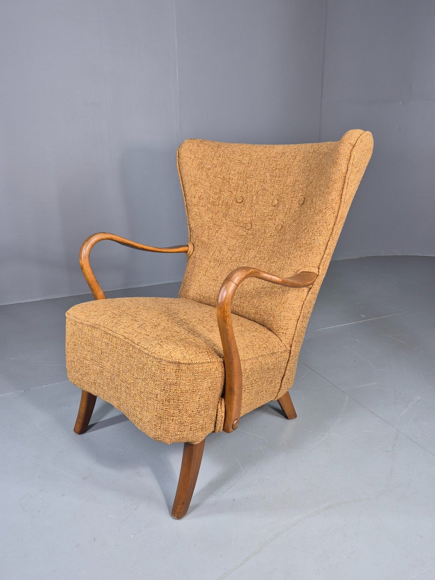 Vintage Mid Century Armchair Slagelse Mobelvaerk 1950s Newly Upholstered EB12790