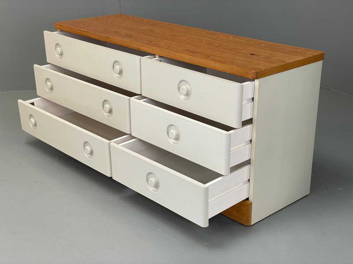 Vintage Chest Of Drawers By Stag White Retro 1980s Mid Century Oak Top EB12955