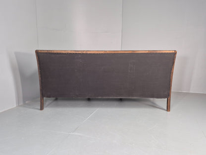 Antique 3 Seater Sofa 1920s Danish Carved Frame Green Moquette  EB12005