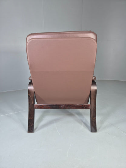 Vintage Danish Lounge Chair Reclining Bentwood Frame Leather Upholstery EB13084