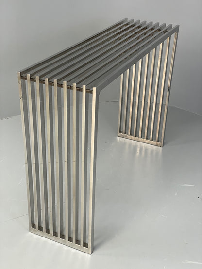 Chrome Slatted Console Table Style Of Eichholtz Modern Steel EB12887