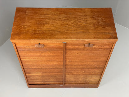 Vintage Tambour Fronted Cabinet 1950s Danish By NIPU Drawers Art Storage EB12330
