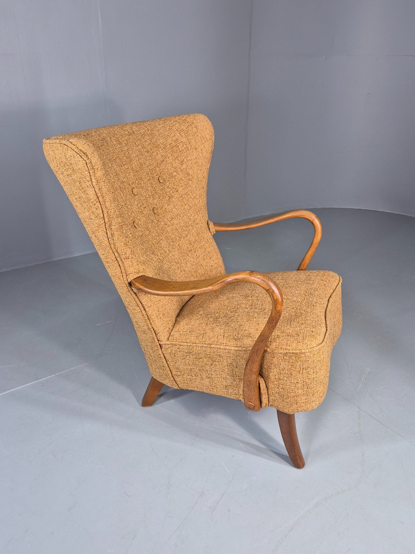 Vintage Mid Century Armchair Slagelse Mobelvaerk 1950s Newly Upholstered EB12790