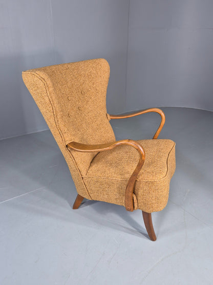Vintage Mid Century Armchair Slagelse Mobelvaerk 1950s Newly Upholstered EB12790