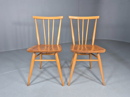 2 Vintage Ercol 391 Dining Chairs beech and Elm 1960s Retro EB12234