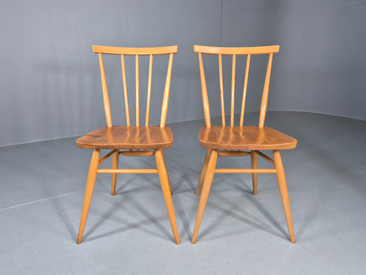 2 Vintage Ercol 391 Dining Chairs beech and Elm 1960s Retro EB12234
