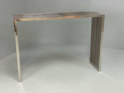 Chrome Slatted Console Table Style Of Eichholtz Modern Steel EB12887