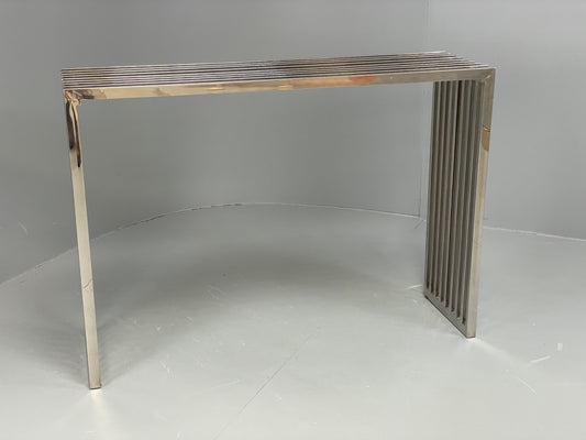 Chrome Slatted Console Table Style Of Eichholtz Modern Steel EB12887