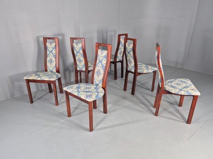 6 Vintage Danish 1980s Dining Chairs Retro Post Modern EB12264
