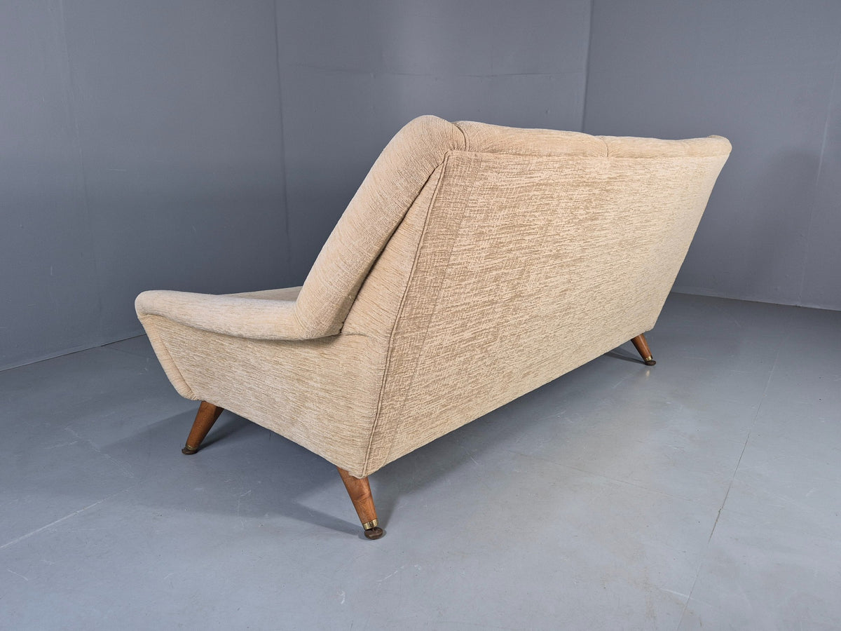 Vintage Mid Century 3 Seat Sofa 1950s Design British Cream Upholstery EB13057