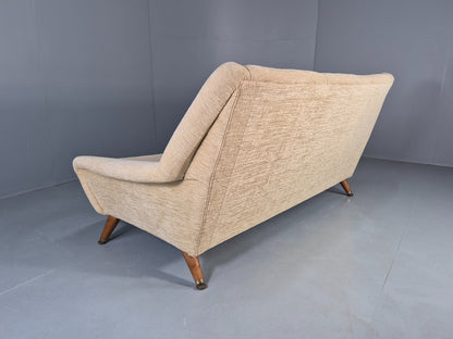 Vintage Mid Century 3 Seat Sofa 1950s Design British Cream Upholstery EB13057