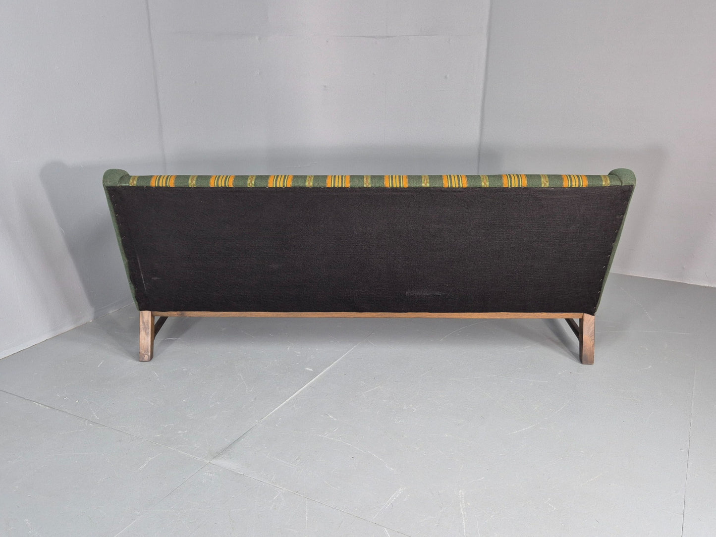 Vintage 3 seater Sofa Danish Design Green Wool Cloth 1970s Retro EB12758