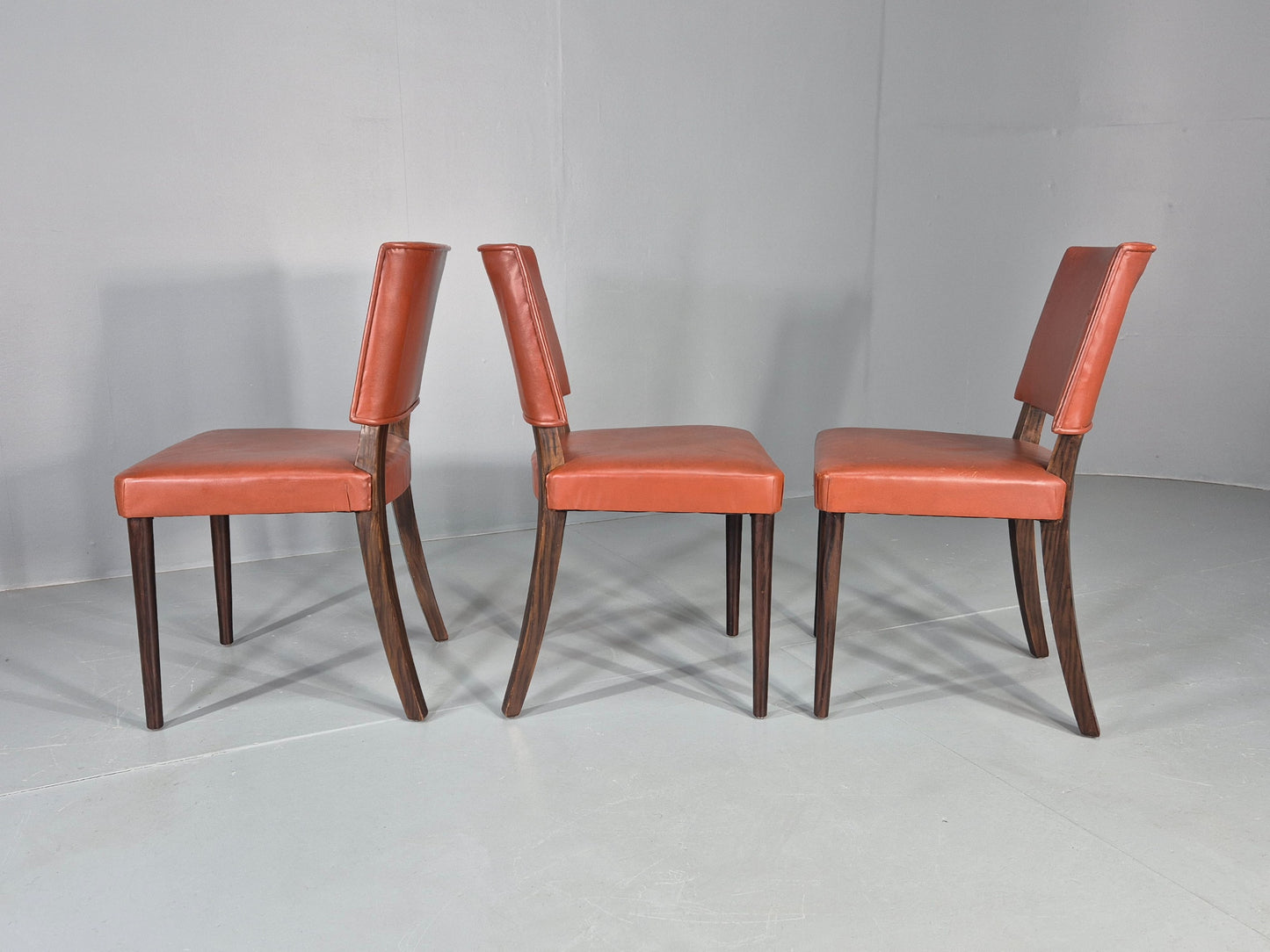 3 Mid Century Style Leather Dining Chairs Rero late 20th Century EB12532