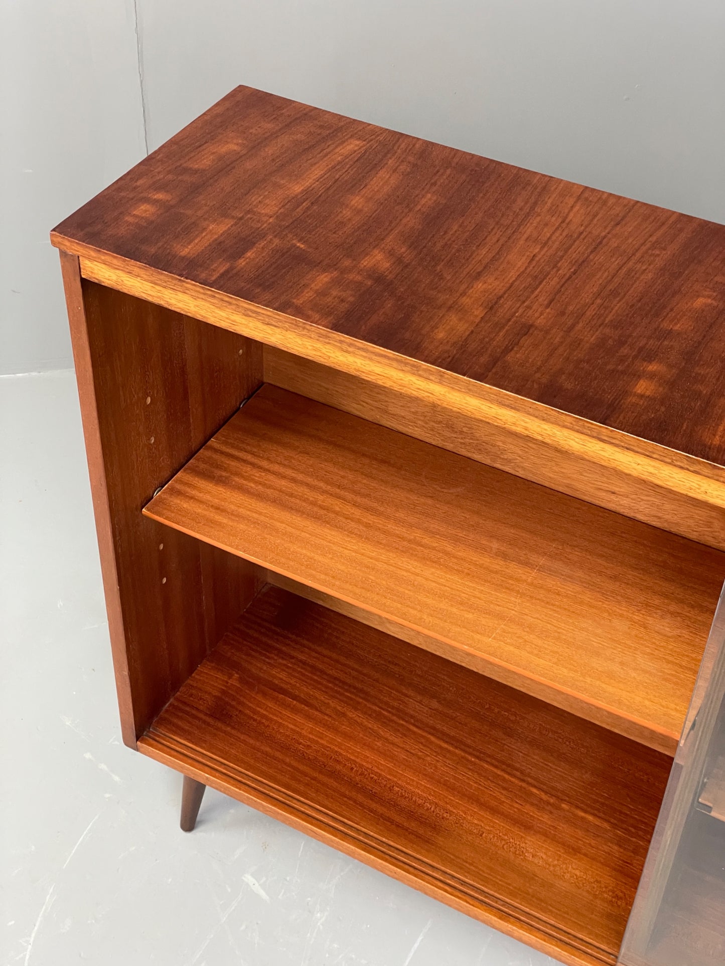 Vintage 1960s Glazed Bookcase Walnut Mid Century Retro Adjustable EB12220