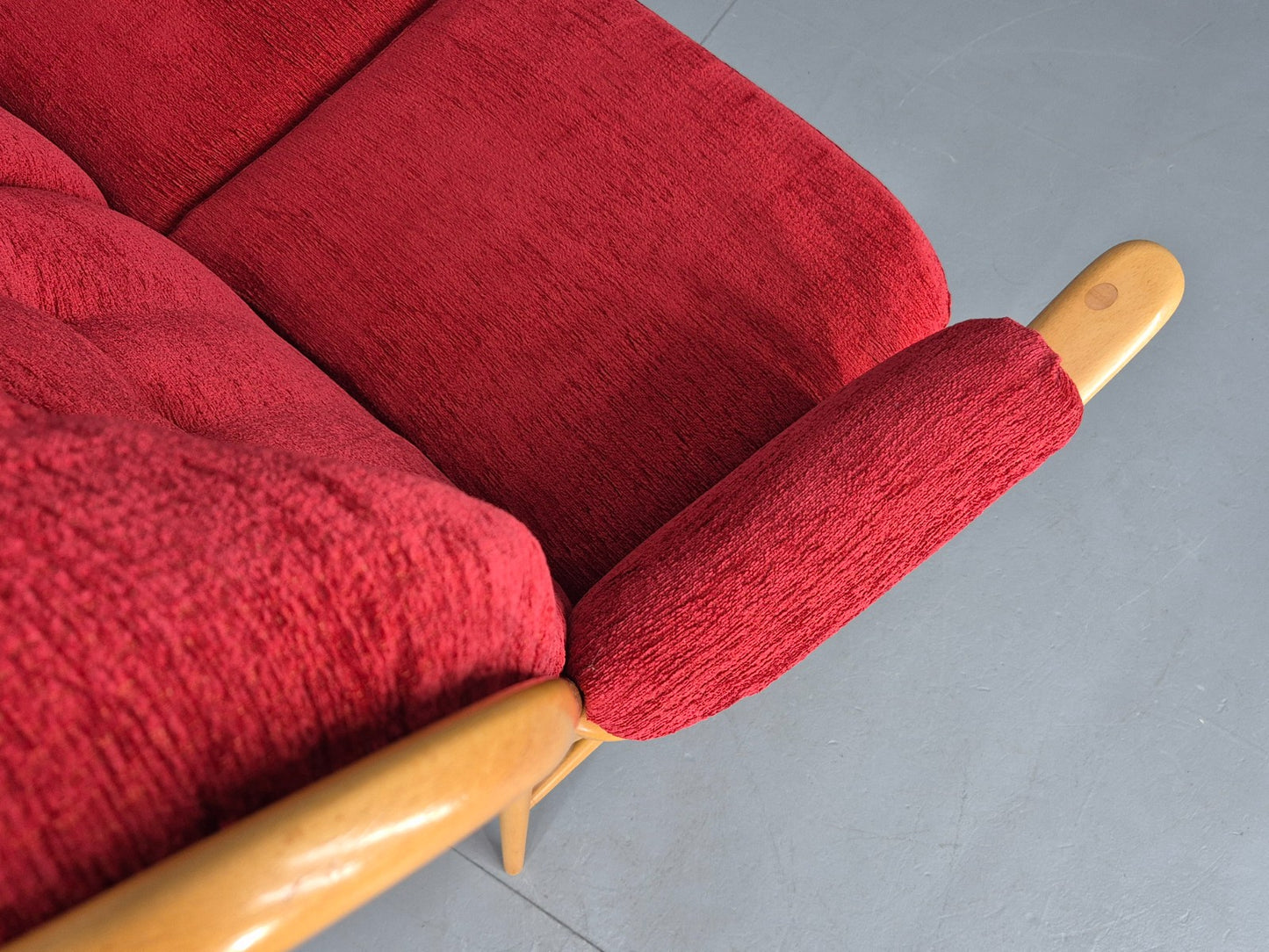Vintage Ercol Evergreen 2 seater Sofa Red Chenille Upholstery  EB12860