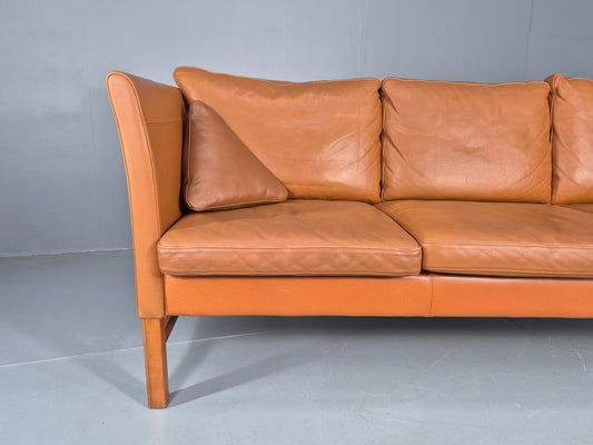 Vintage 3 Seater Sofa Danish Mid Century Skippers Tan Leather Retro  EB10530