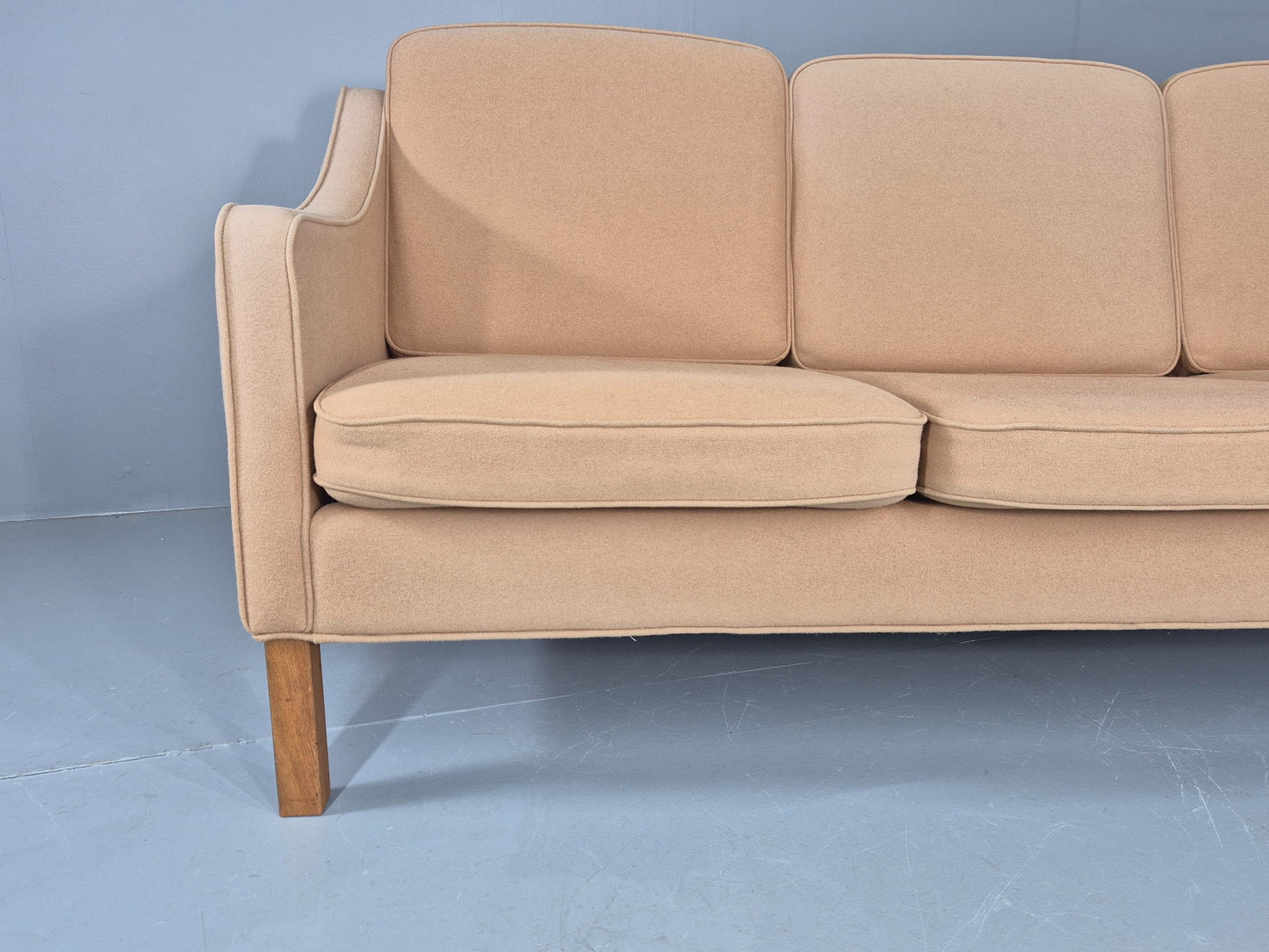 Vintage 3 Seater Sofa Beige Wool Upholstery Hurup MCM Retro 1980s EB12173