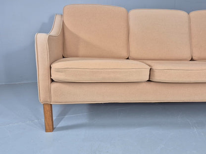 Vintage 3 Seater Sofa Beige Wool Upholstery Hurup MCM Retro 1980s EB12173