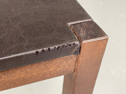 Vintage Danish Coffee Table Leather Topped Rectangular Dark Beech Wood EB12278