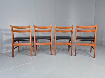4 Vintage Jentique Dining Chairs Teak Frames Black Vinyl 60s RETRO MCM EB1195