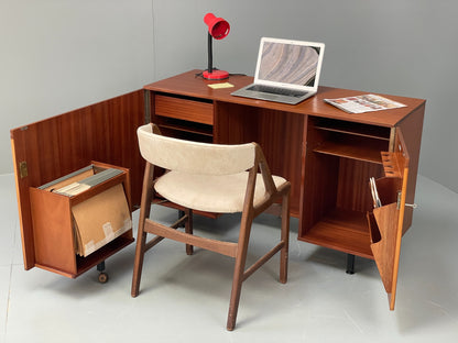 Vintage Teak Foldaway Desk Adjustable 1960s Retro Midcentury Shelving EB12082