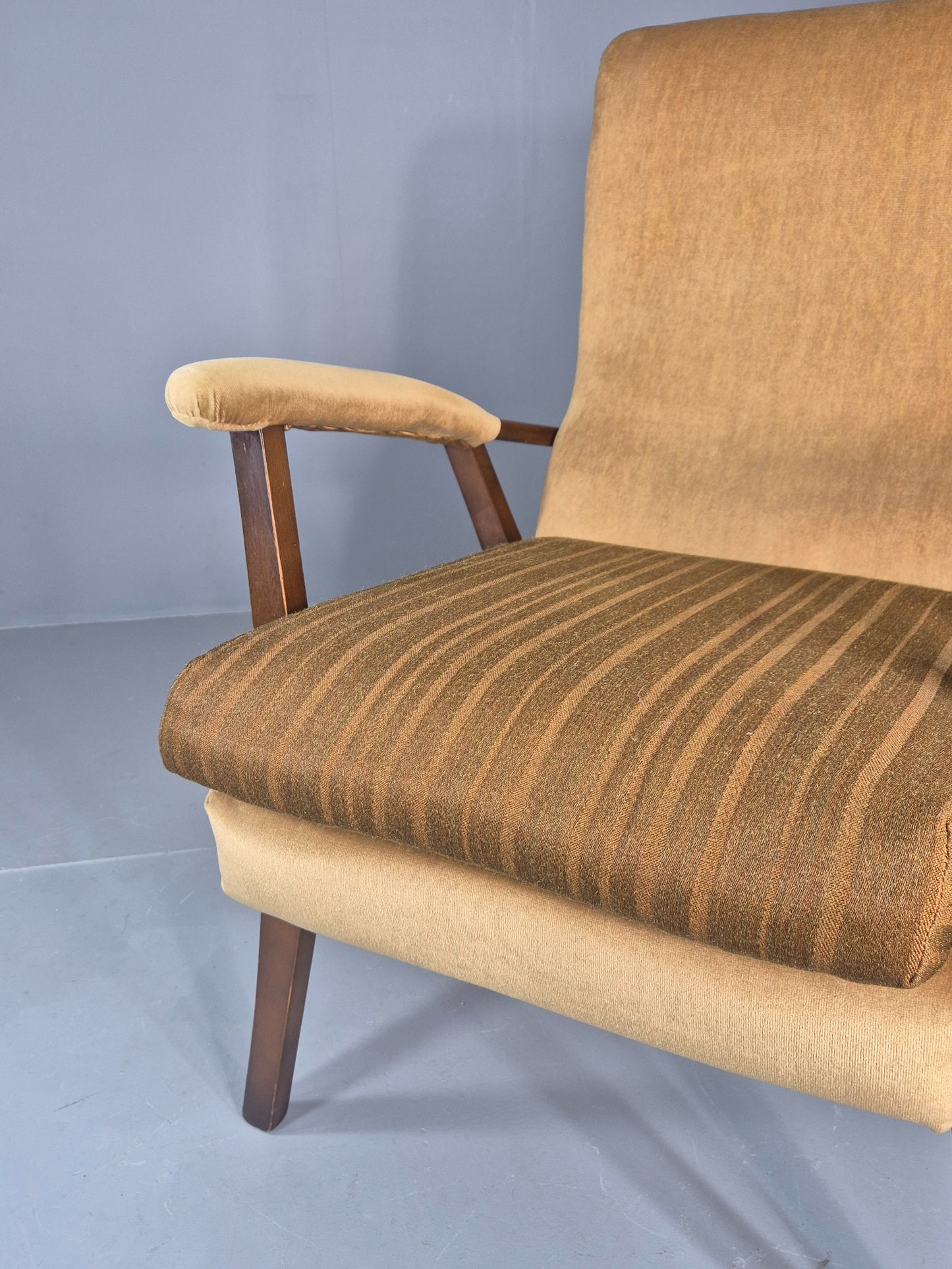 Vintage 1960s Lounge Chair Hardwood Frame with High Back Retro MCM EB11827