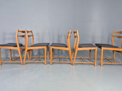 5 Vintage Kjaernulf Style Dining Chairs Oak Frame New Seats 1970s Retro EB12141