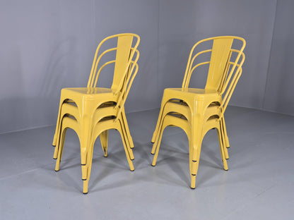 6 Yellow Tolix Stlye Stacking Chair VG Condition Vintage Industrial  EB12579