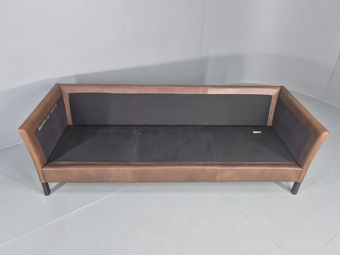 Vintage Thams 3 seater Sofa 1970s Denmark Leather Upholstery Retro MCM EB12446