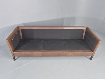 Vintage Thams 3 seater Sofa 1970s Denmark Leather Upholstery Retro MCM EB12446