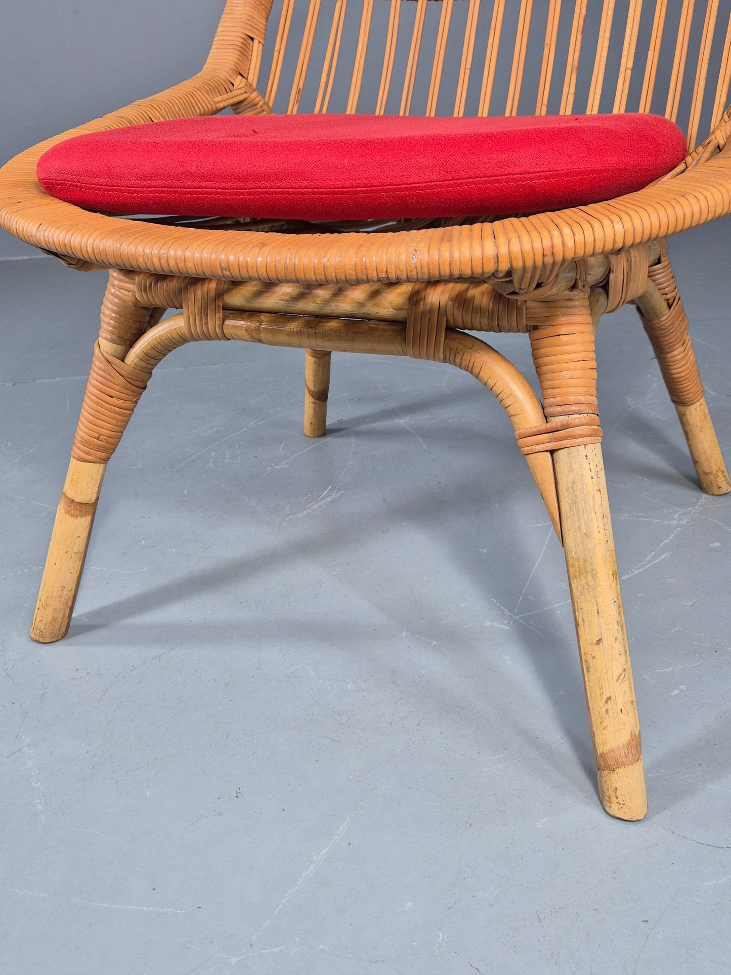 Vintage 1970s Cane Tub Chair New Cushion Retro EB12267