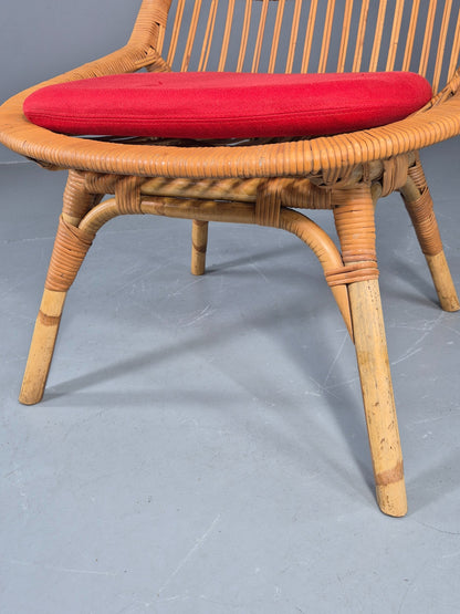 Vintage 1970s Cane Tub Chair New Cushion Retro EB12267