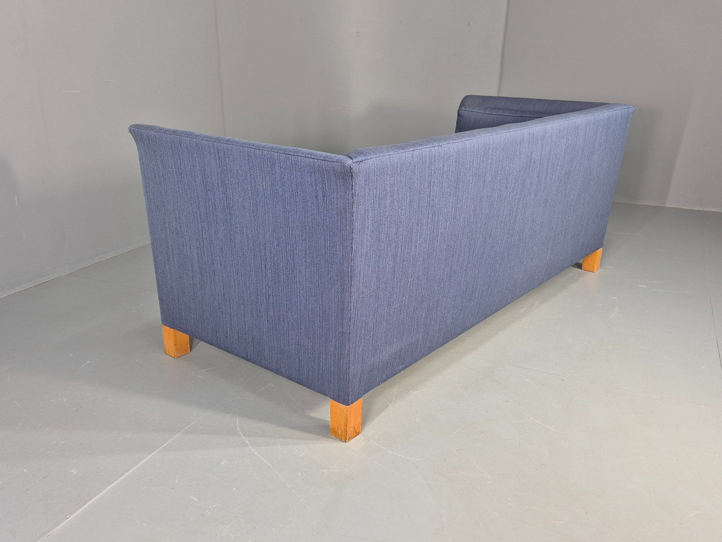 Vintage Danish Mid Century 3 Seater Sofa Original Blue Wool 1950s Retro EB12371