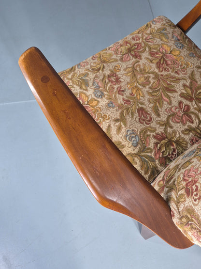 Vintage Parker Knoll High Back High Seat 1960s Lounge Chair Floral EB12798