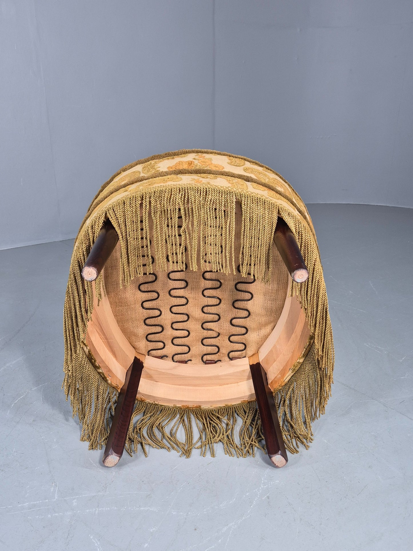 Danish 1970s Rococo Revival Bedroom Chair Gold Velour Moquette Retro EB12741