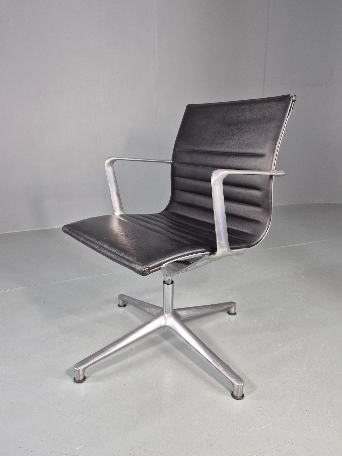 Vintage ICF Eames Style Office Chair Leather and Aluminium EB12240