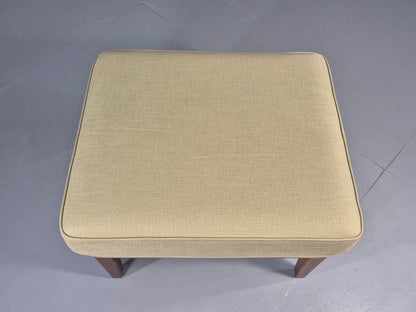 Vintage Mid Century Footstool Green Wool Teak Frame 1970s Retro EB12158